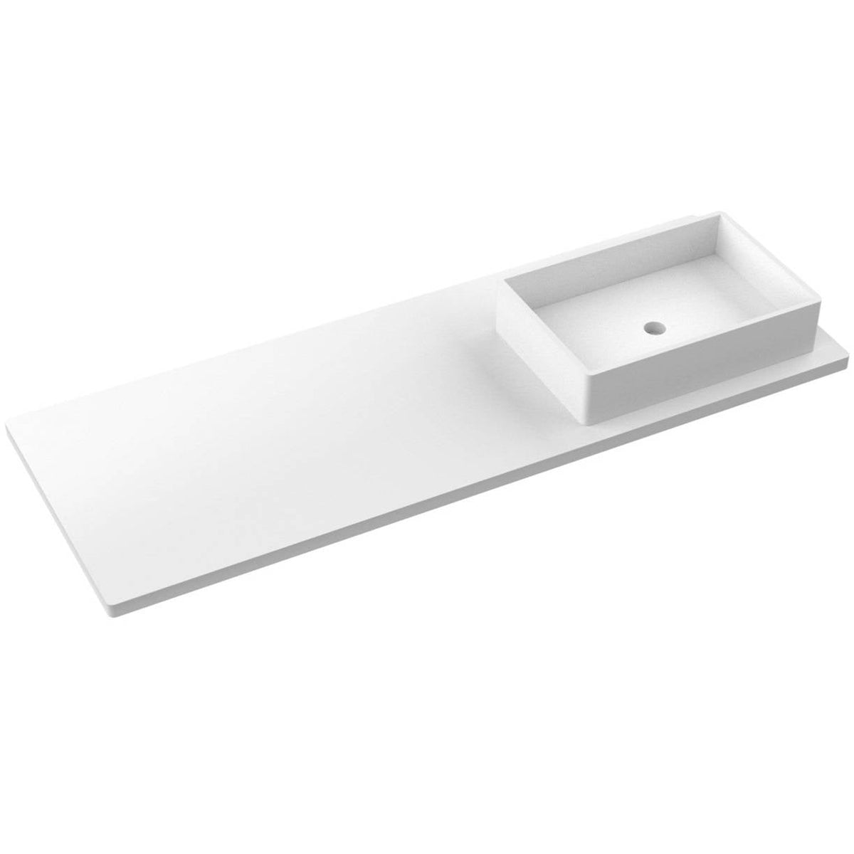 Vanderloc 61&quot; Silestone® Quartz Vanity Top Single Vigo Right Offset Sink – White Zeus – Single Hole – Not Included