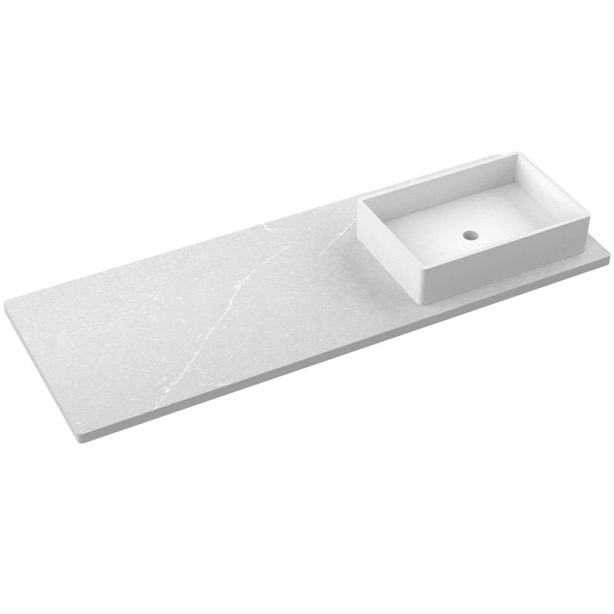 Vanderloc 61&quot; Silestone® Quartz Vanity Top Single Vigo Right Offset Sink – Desert Silver – Widespread – Not Included