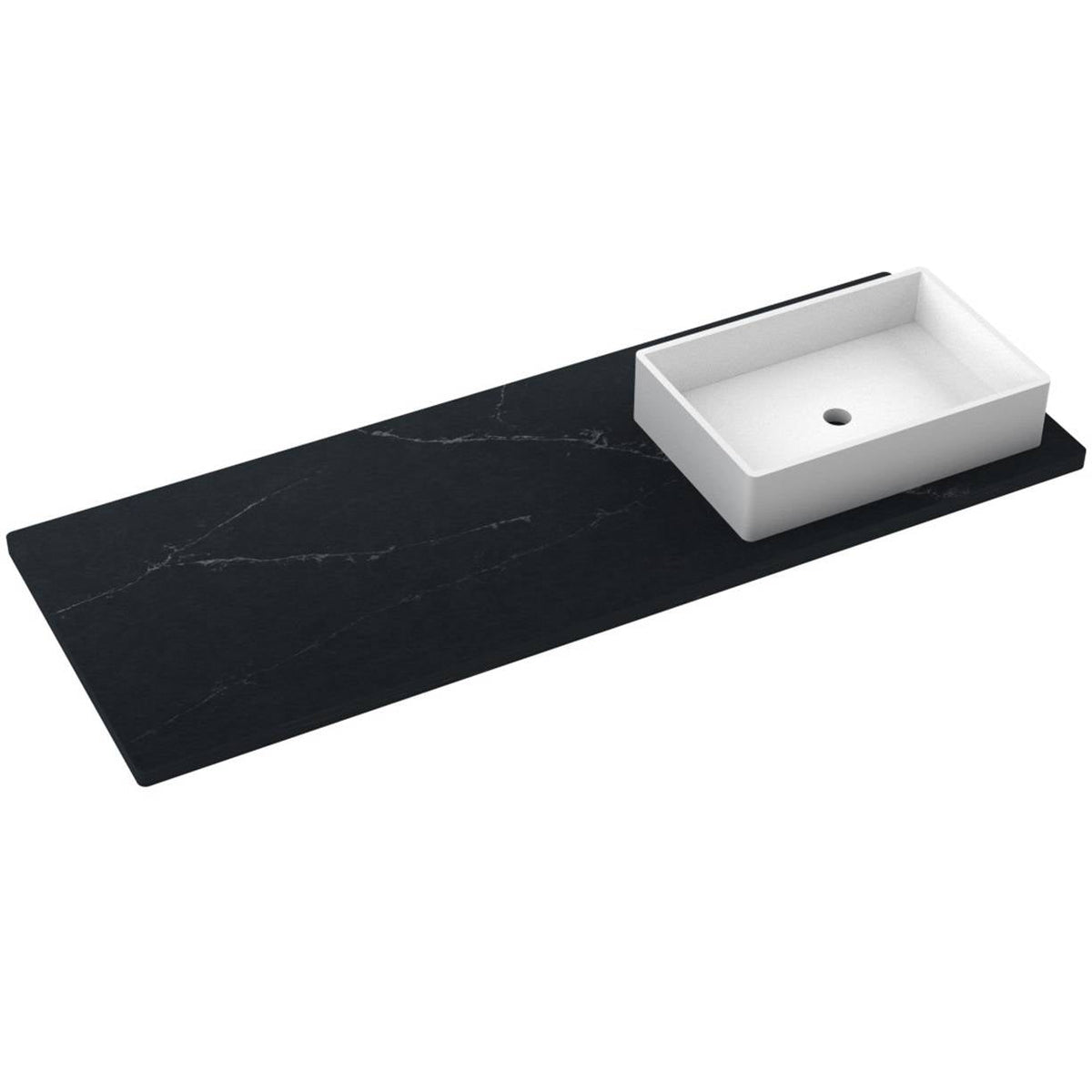 Vanderloc 61&quot; Silestone® Quartz Vanity Top Single Vigo Right Offset Sink – Eternal Charcoal – Widespread – Not Included