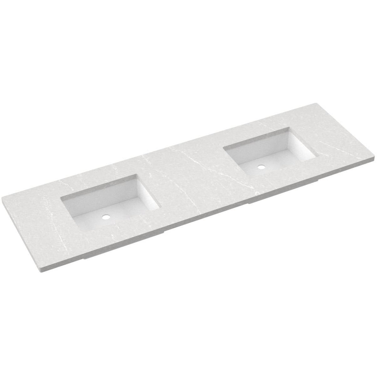 Vanderloc 73&quot; Silestone® Quartz Vanity Top Double Rectangle Centered Sink – Desert Silver – No Hole – Not Included