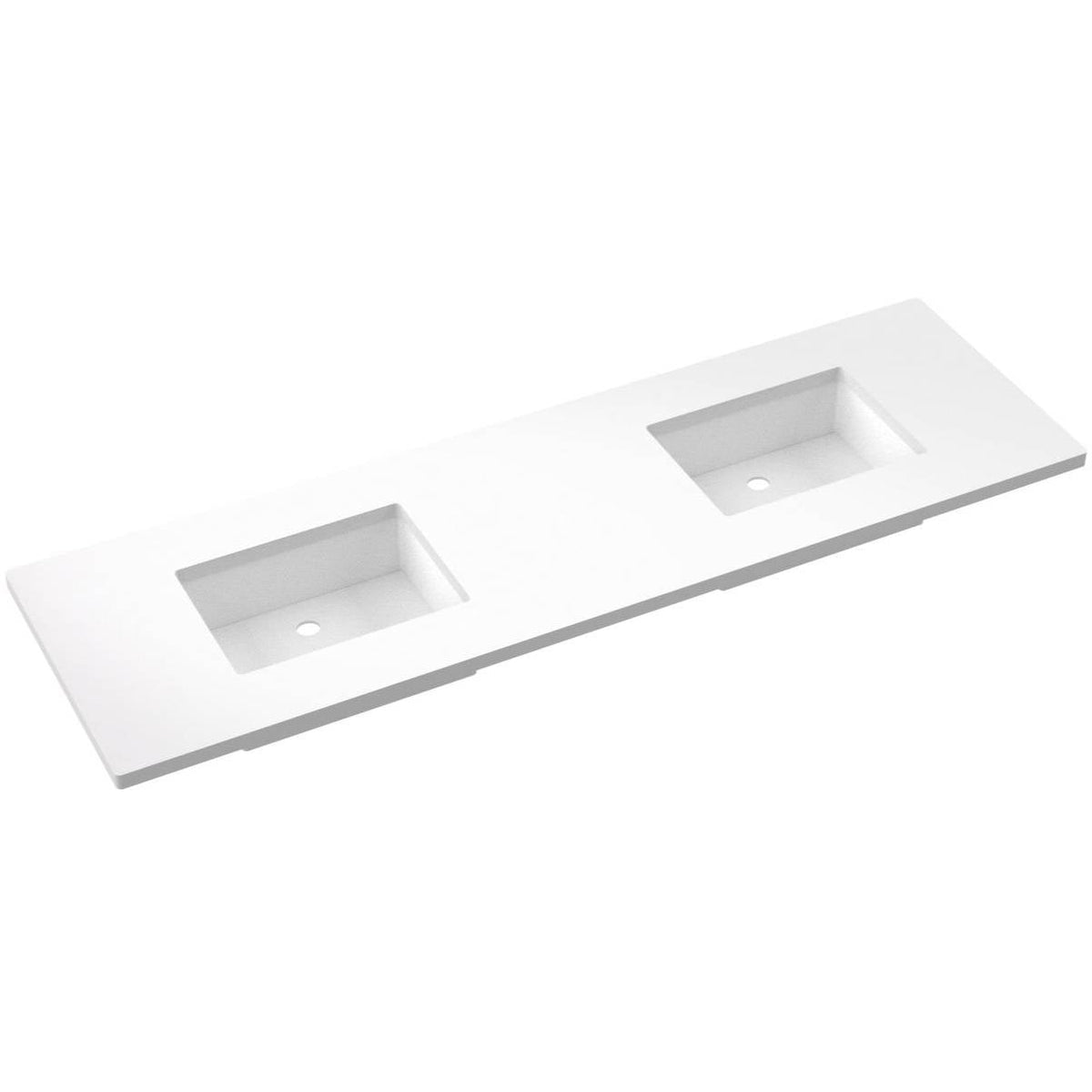 Vanderloc 73&quot; Silestone® Quartz Vanity Top Double Rectangle Centered Sink – White Zeus – No Hole – Not Included