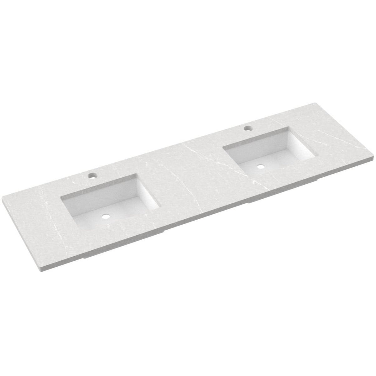 Vanderloc 73&quot; Silestone® Quartz Vanity Top Double Rectangle Centered Sink – Desert Silver – Single Hole – Not Included