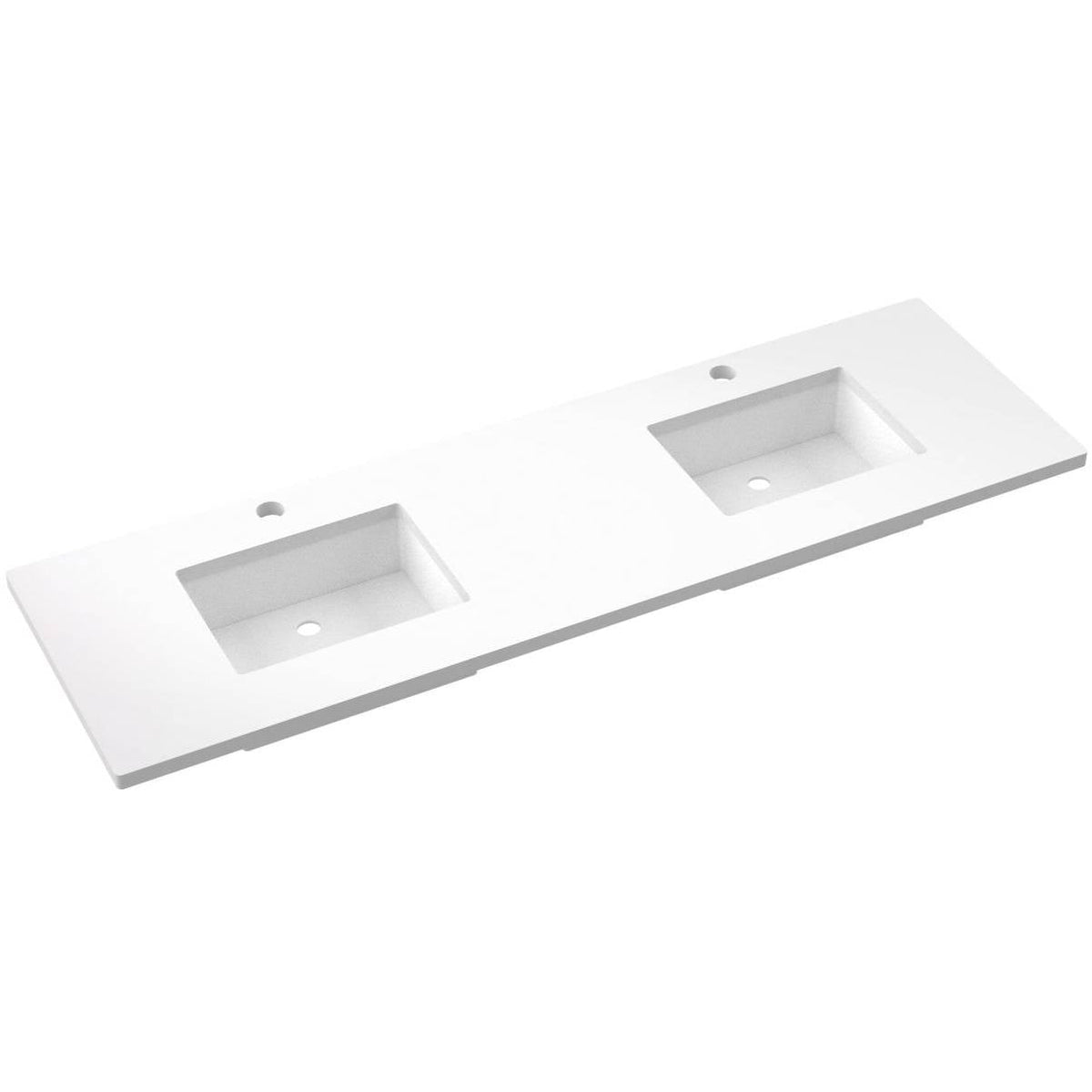 Vanderloc 73&quot; Silestone® Quartz Vanity Top Double Rectangle Centered Sink – White Zeus – Single Hole – Not Included