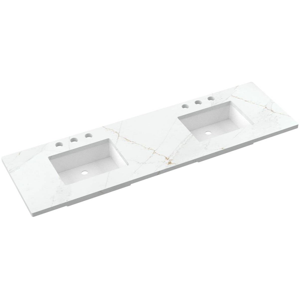 Vanderloc 73&quot; Silestone® Quartz Vanity Top Double Rectangle Centered Sink – Ethereal Glow – Widespread – Not Included