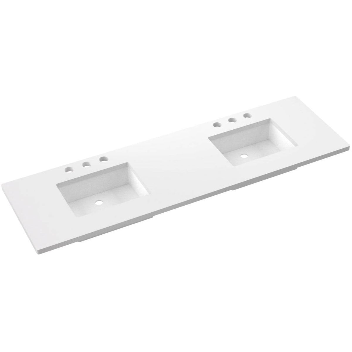 Vanderloc 73&quot; Silestone® Quartz Vanity Top Double Rectangle Centered Sink – White Zeus – Widespread – Not Included