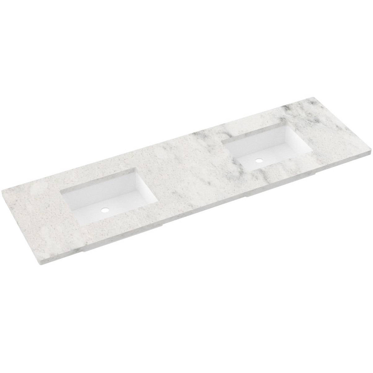 Vanderloc 73&quot; Silestone® Quartz Vanity Top Double Rectangle Offset Sink – Helix – No Hole – Not Included