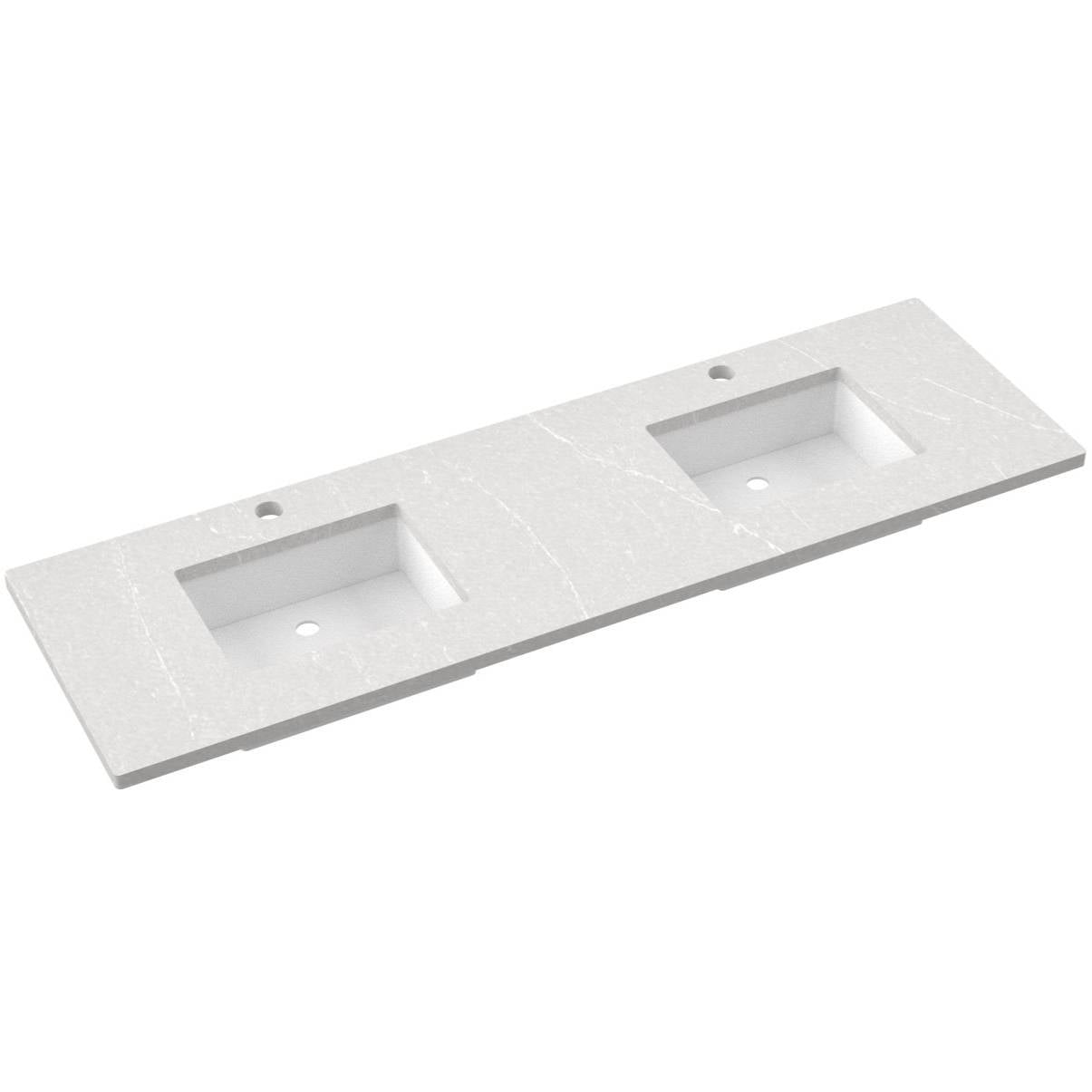 Vanderloc 73" Silestone® Quartz Vanity Top Double Rectangle Offset Sink – Desert Silver – Single Hole – Not Included