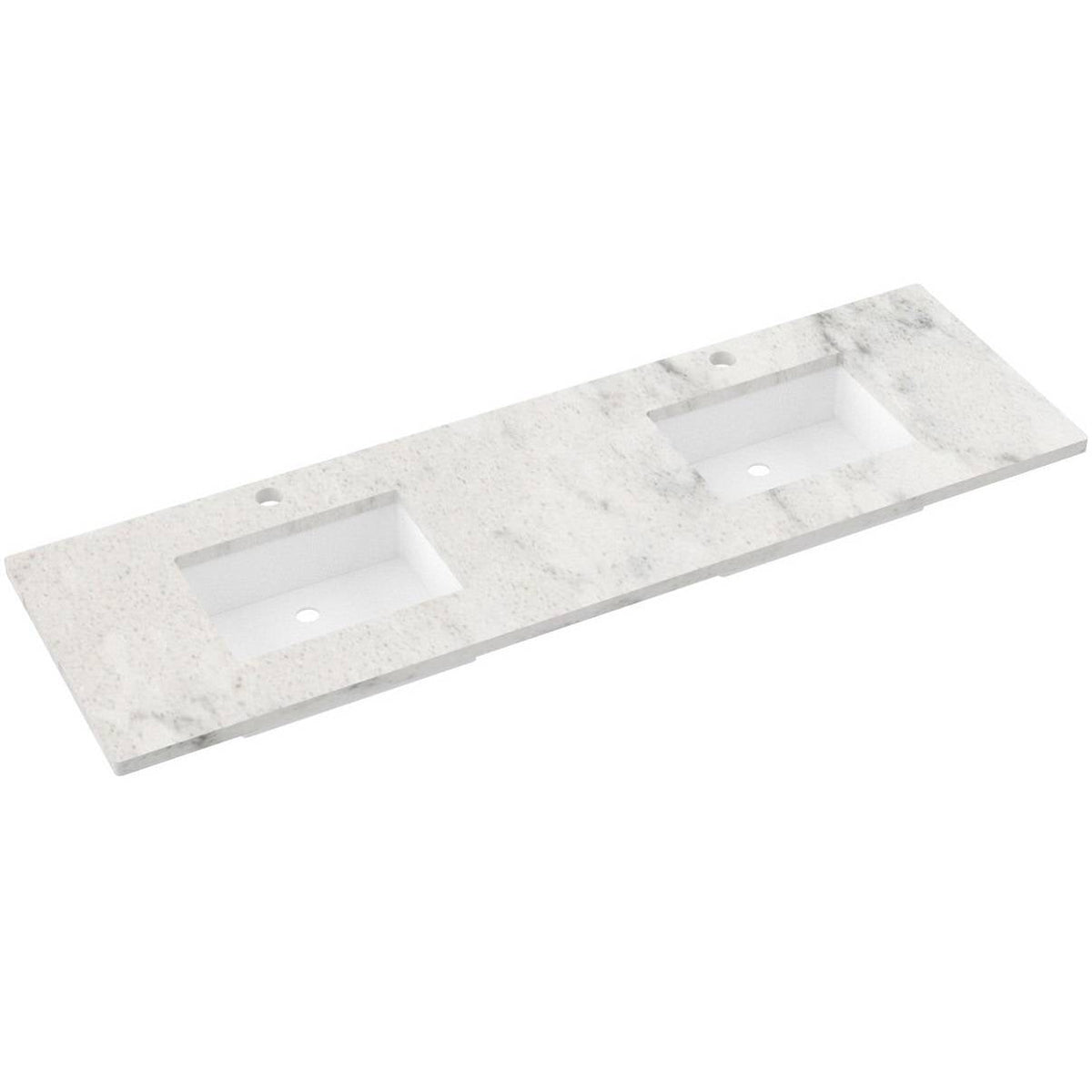 Vanderloc 73&quot; Silestone® Quartz Vanity Top Double Rectangle Offset Sink – Helix – Single Hole – Not Included