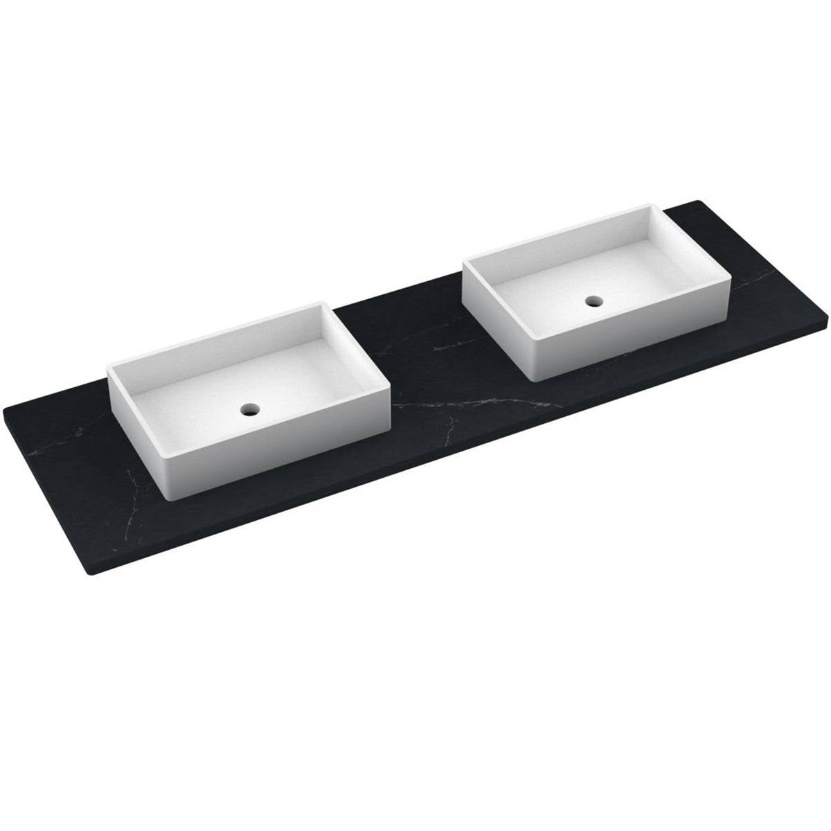 Vanderloc 73&quot; Silestone® Quartz Vanity Top Double Vigo Centered Sink – Eternal Charcoal – No Hole – Not Included