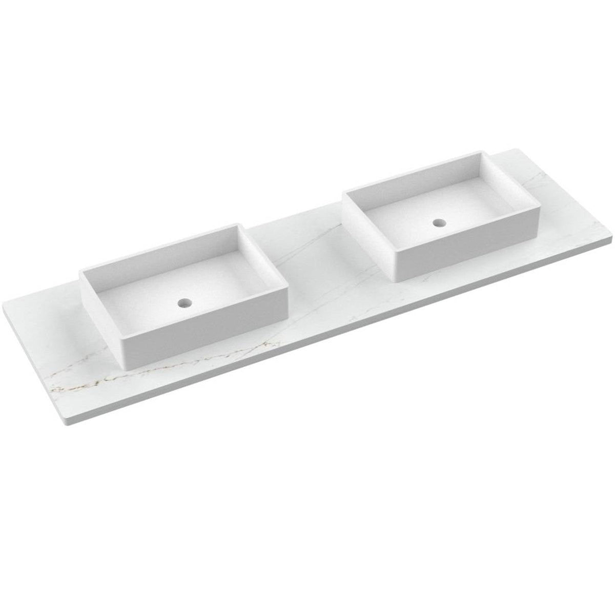 Vanderloc 73&quot; Silestone® Quartz Vanity Top Double Vigo Centered Sink – Ethereal Glow – No Hole – Not Included