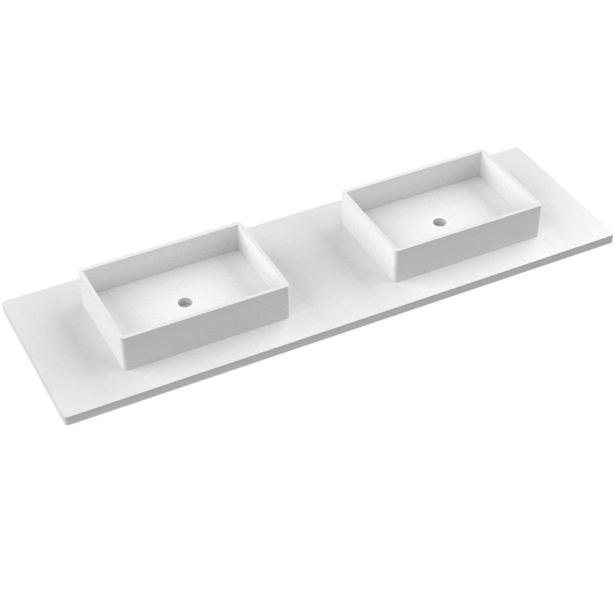 Vanderloc 73&quot; Silestone® Quartz Vanity Top Double Vigo Centered Sink – White Zeus – No Hole – Not Included
