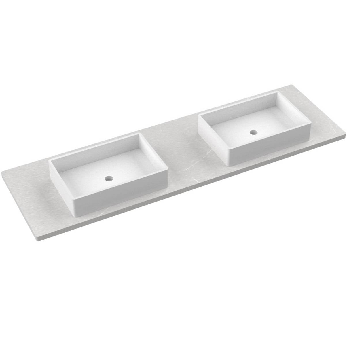 Vanderloc 73" Silestone® Quartz Vanity Top Double Vigo Centered Sink – Desert Silver – Single Hole – Not Included