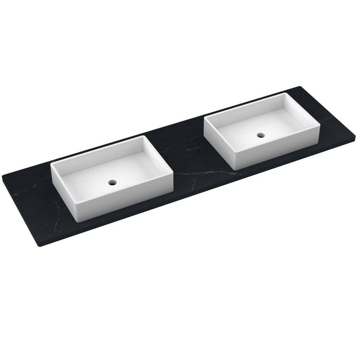 Vanderloc 73&quot; Silestone® Quartz Vanity Top Double Vigo Centered Sink – Eternal Charcoal – Single Hole – Not Included