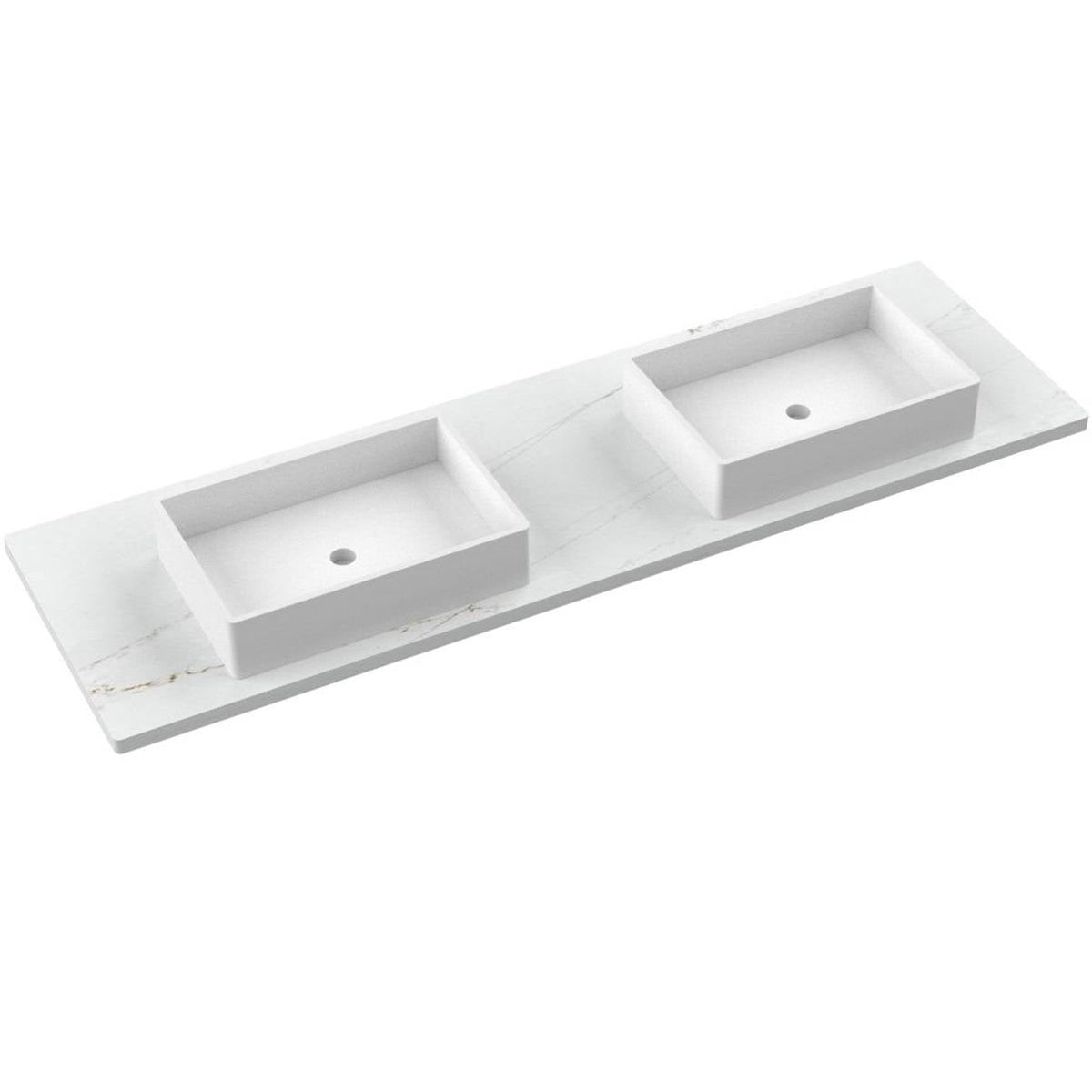 Vanderloc 73&quot; Silestone® Quartz Vanity Top Double Vigo Centered Sink – Ethereal Glow – Single Hole – Not Included