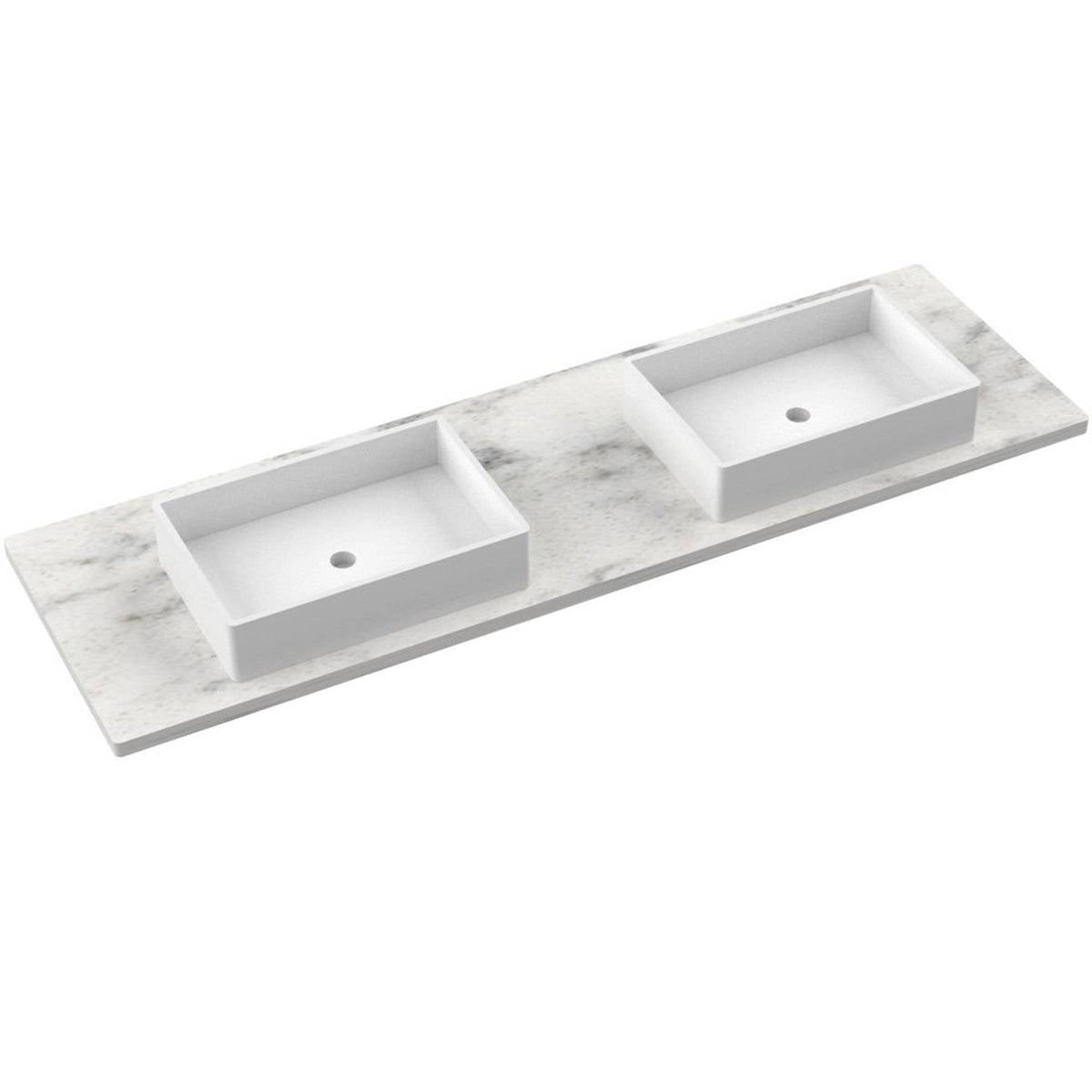 Vanderloc 73&quot; Silestone® Quartz Vanity Top Double Vigo Centered Sink – Helix – Single Hole – Not Included