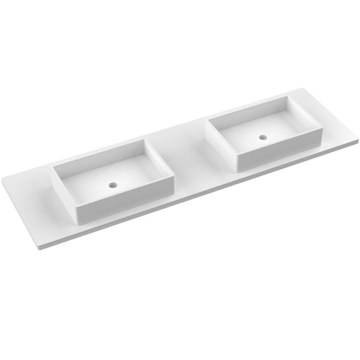 Vanderloc 73&quot; Silestone® Quartz Vanity Top Double Vigo Centered Sink – White Zeus – Single Hole – Not Included