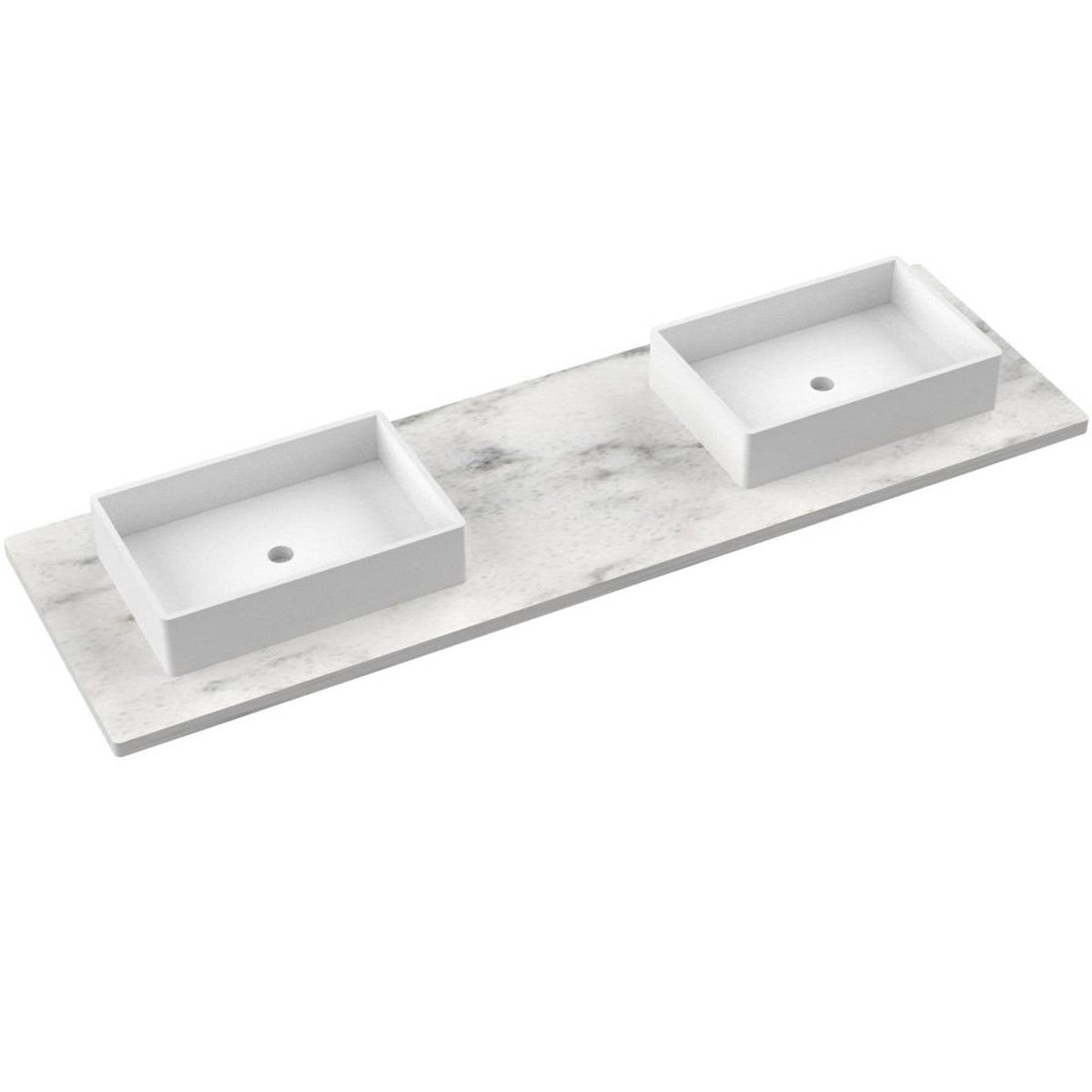 Vanderloc 73&quot; Silestone® Quartz Vanity Top Double Vigo Offset Sink – Helix – No Hole – Not Included