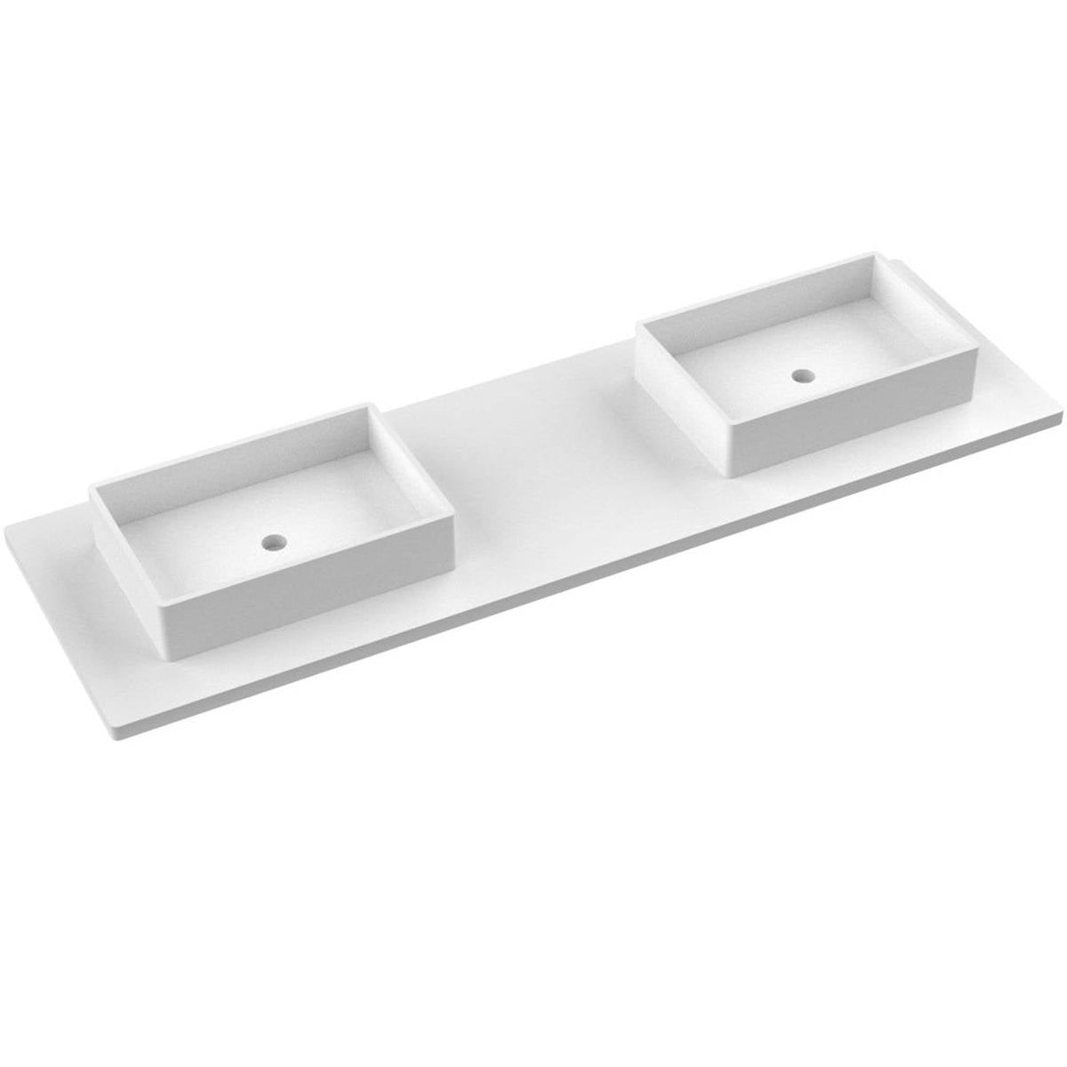 Vanderloc 73&quot; Silestone® Quartz Vanity Top Double Vigo Offset Sink – White Zeus – No Hole – Not Included