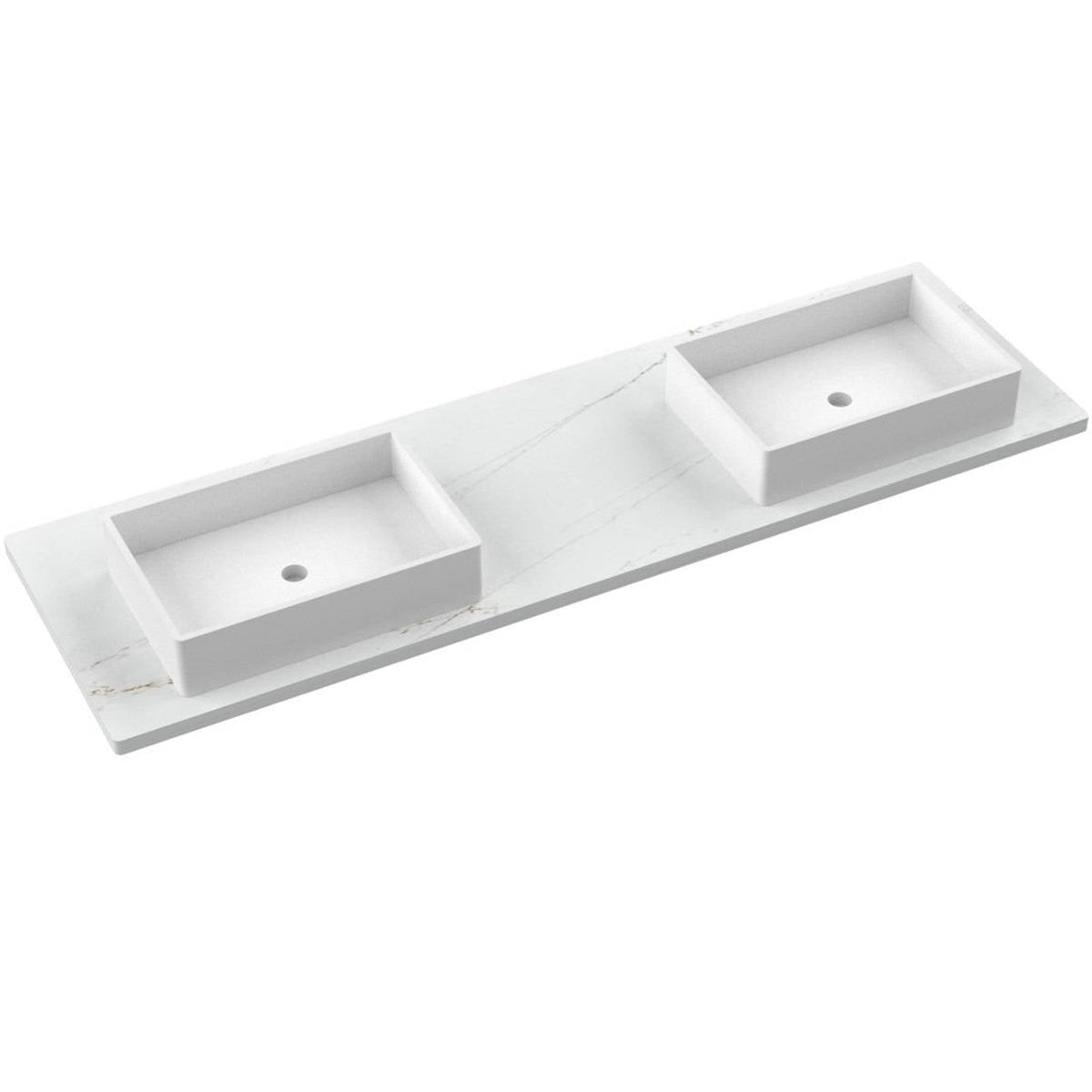 Vanderloc 73&quot; Silestone® Quartz Vanity Top Double Vigo Offset Sink – Ethereal Glow – Widespread – Not Included