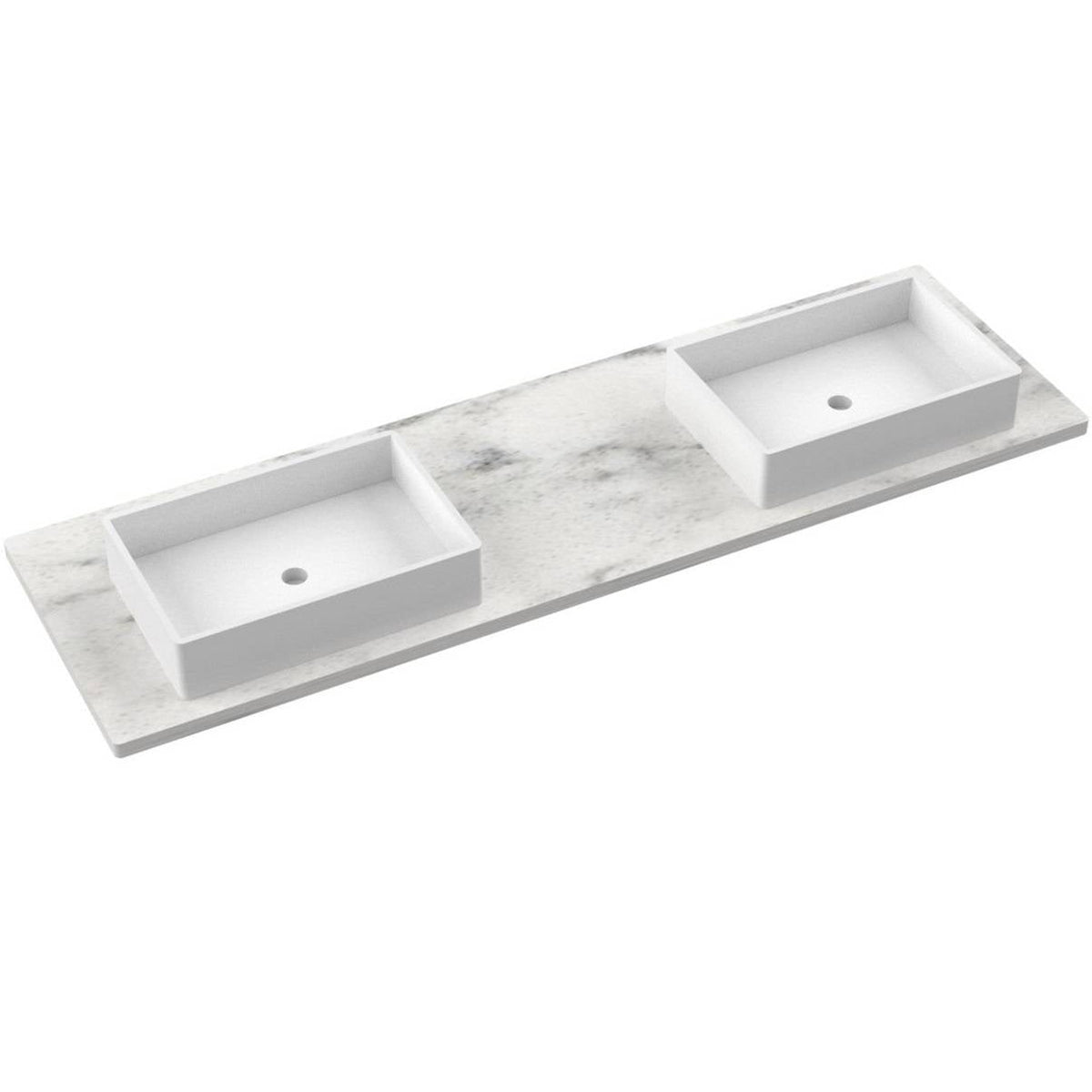 Vanderloc 73&quot; Silestone® Quartz Vanity Top Double Vigo Offset Sink – Helix – Widespread – Not Included