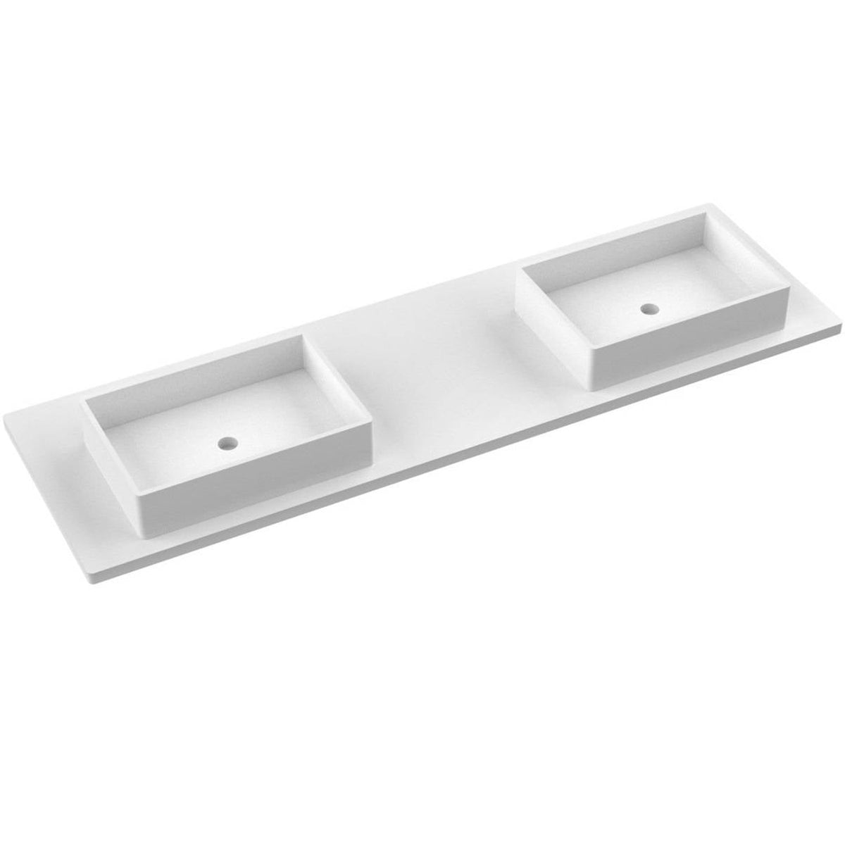 Vanderloc 73&quot; Silestone® Quartz Vanity Top Double Vigo Offset Sink – White Zeus – Widespread – Not Included