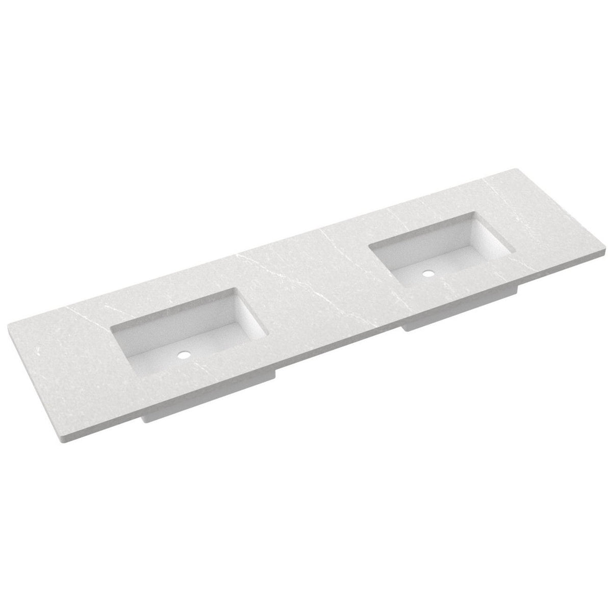 Vanderloc 79&quot; Silestone® Quartz Vanity Top Double Rectangle Centered Sink – Desert Silver – No Hole – Not Included