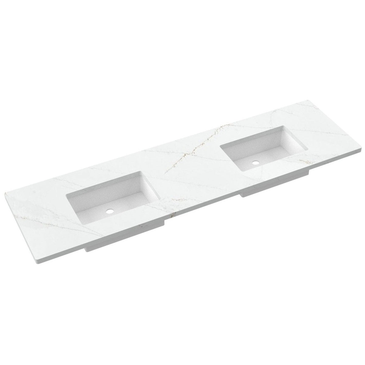 Vanderloc 79&quot; Silestone® Quartz Vanity Top Double Rectangle Centered Sink – Ethereal Glow – No Hole – Not Included