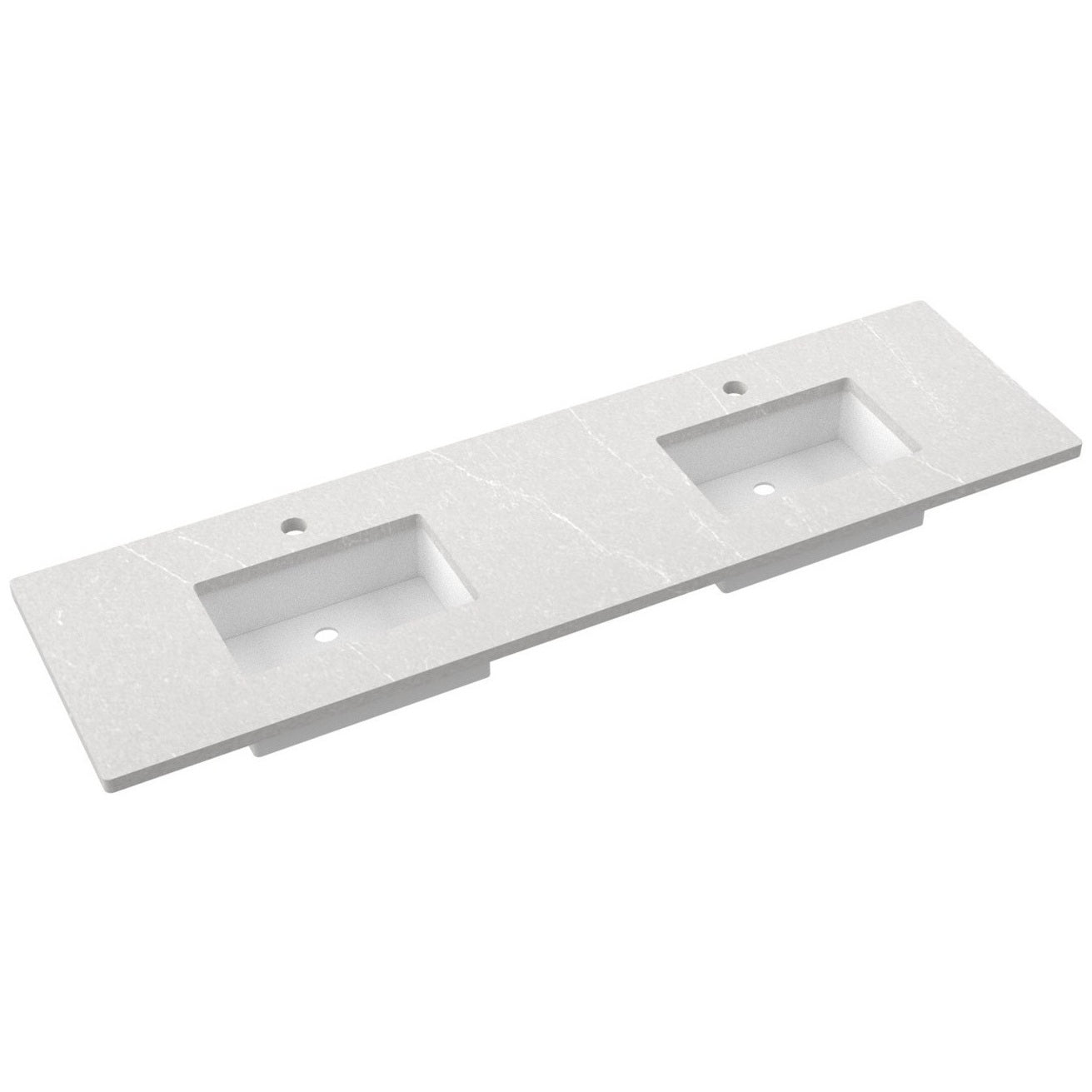 Vanderloc 79" Silestone® Quartz Vanity Top Double Rectangle Centered Sink – Desert Silver – Single Hole – Not Included