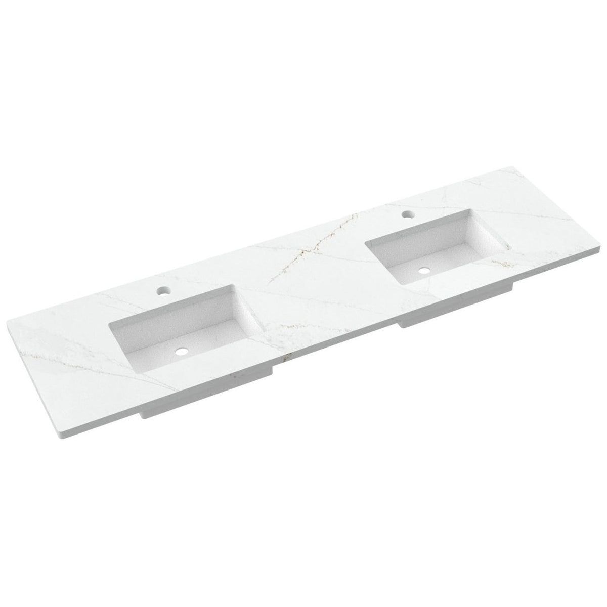 Vanderloc 79&quot; Silestone® Quartz Vanity Top Double Rectangle Centered Sink – Ethereal Glow – Single Hole – Not Included