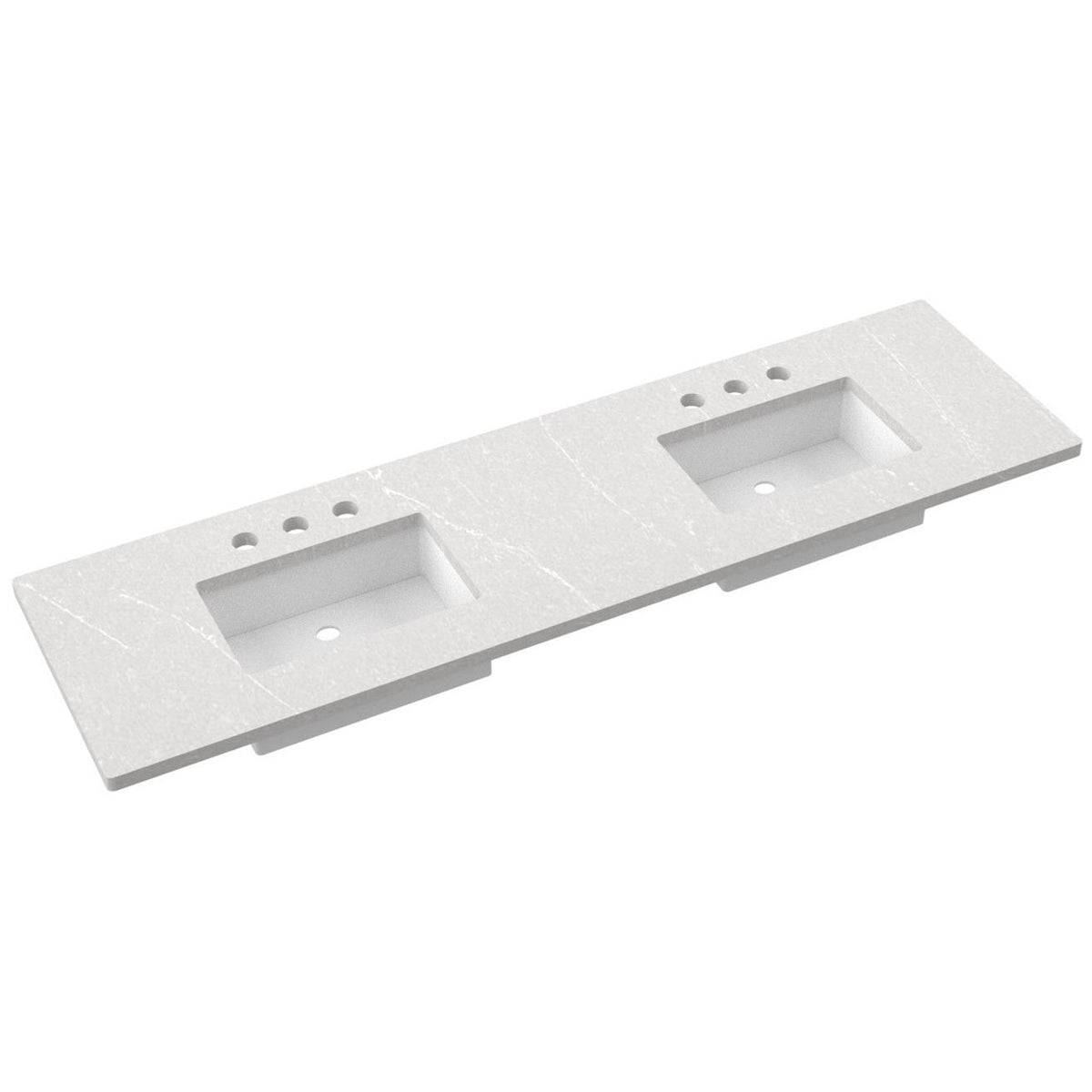 Vanderloc 79&quot; Silestone® Quartz Vanity Top Double Rectangle Centered Sink – Desert Silver – Widespread – Not Included