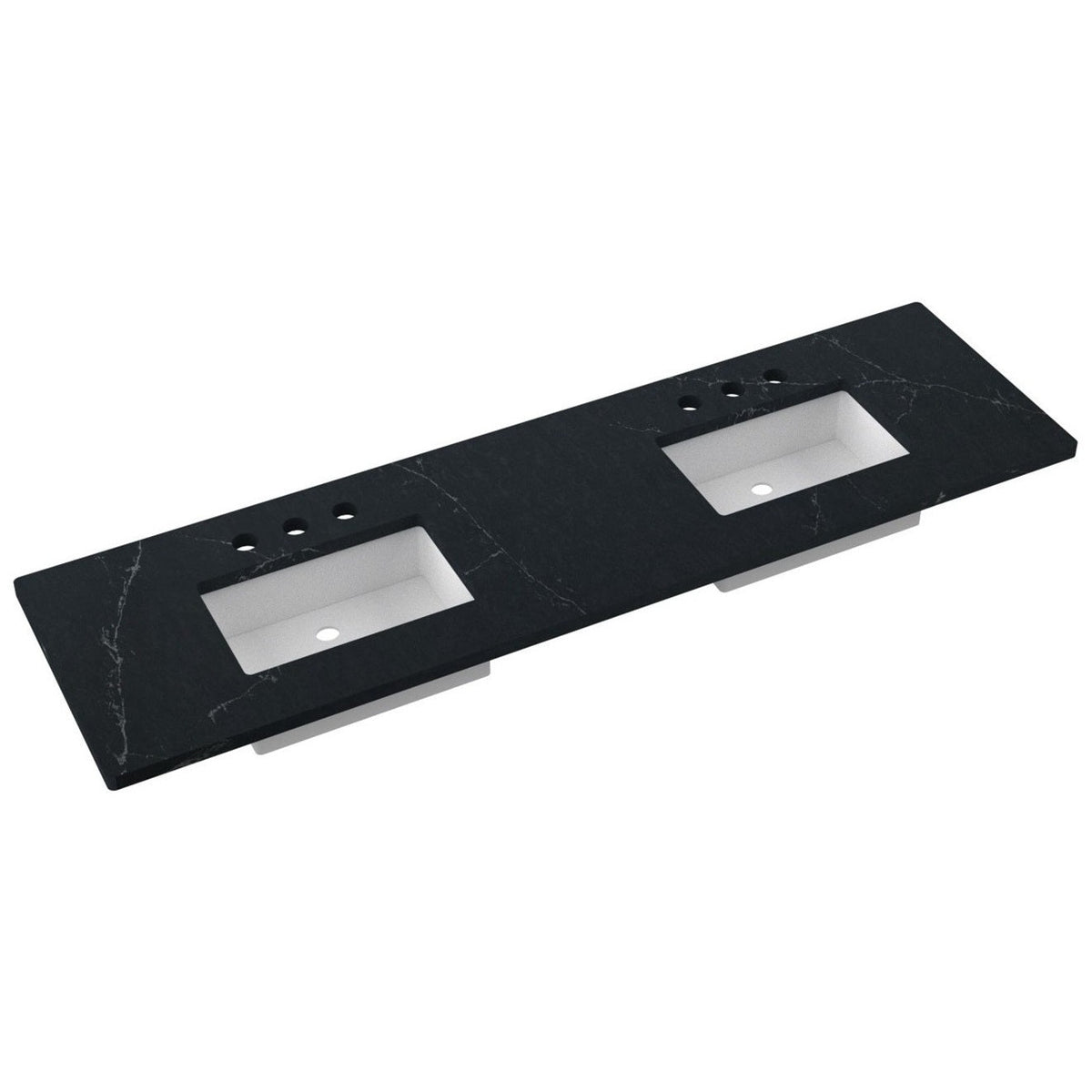 Vanderloc 79&quot; Silestone® Quartz Vanity Top Double Rectangle Centered Sink – Eternal Charcoal – Widespread – Not Included