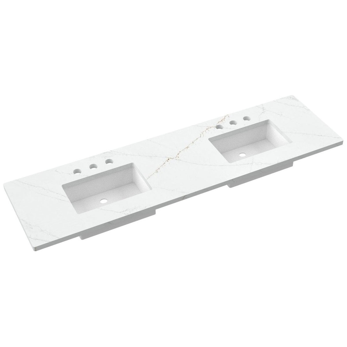 Vanderloc 79&quot; Silestone® Quartz Vanity Top Double Rectangle Centered Sink – Ethereal Glow – Widespread – Not Included