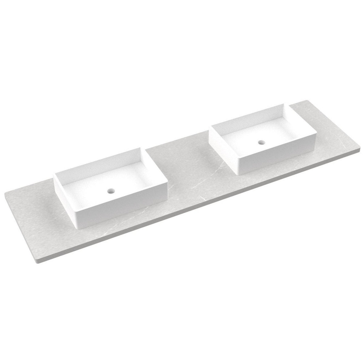 Vanderloc 79&quot; Silestone® Quartz Vanity Top Double Vigo Centered Sink – Desert Silver – No Hole – Not Included