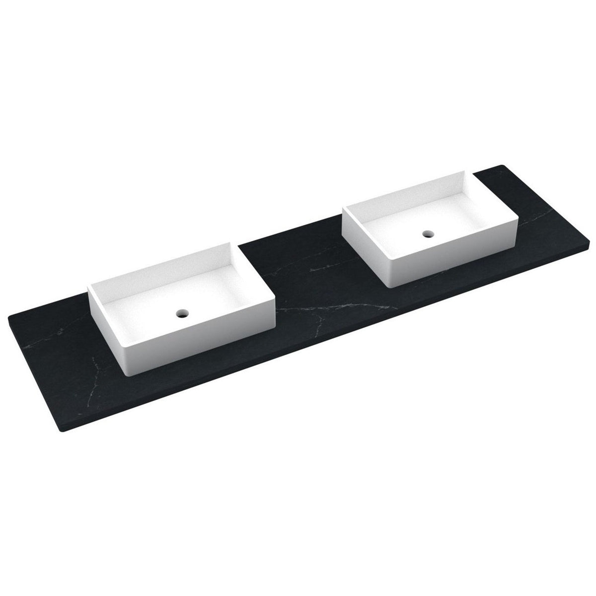 Vanderloc 79&quot; Silestone® Quartz Vanity Top Double Vigo Centered Sink – Eternal Charcoal – No Hole – Not Included