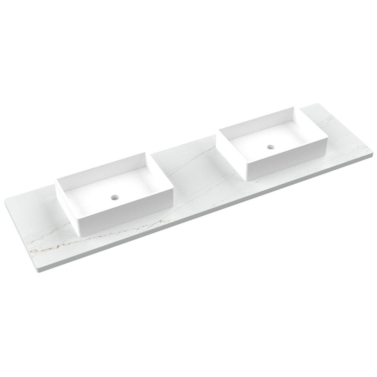 Vanderloc 79&quot; Silestone® Quartz Vanity Top Double Vigo Centered Sink – Ethereal Glow – No Hole – Not Included