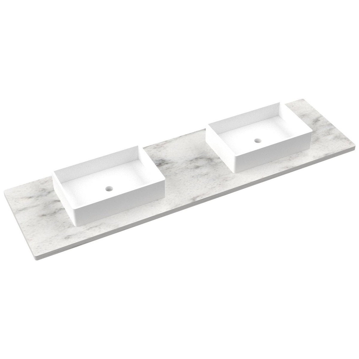 Vanderloc 79&quot; Silestone® Quartz Vanity Top Double Vigo Centered Sink – Helix – No Hole – Not Included