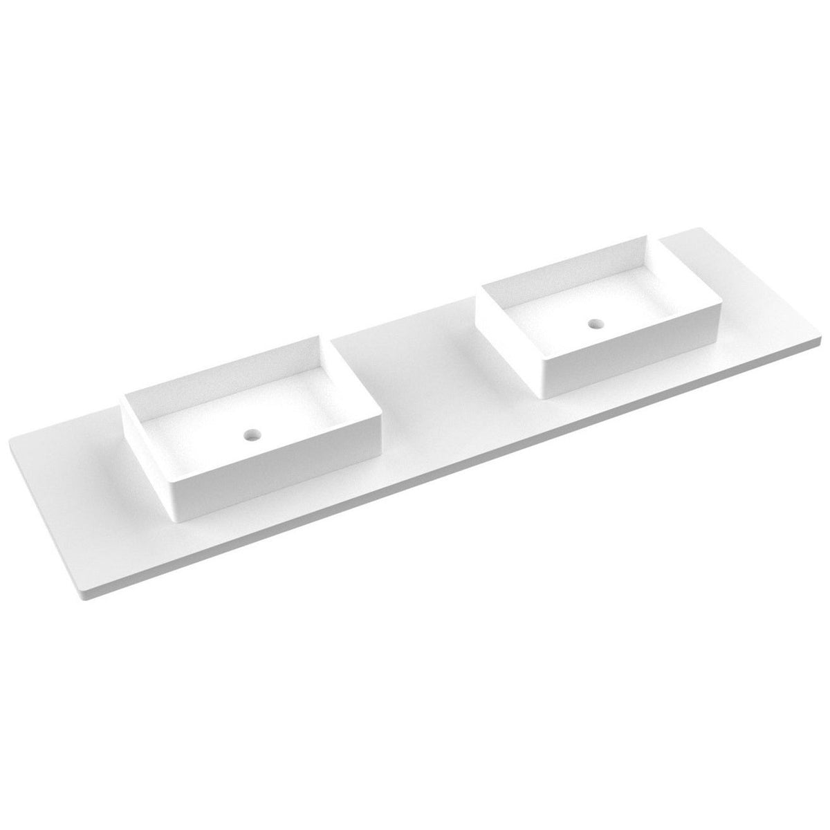 Vanderloc 79&quot; Silestone® Quartz Vanity Top Double Vigo Centered Sink – White Zeus – No Hole – Not Included