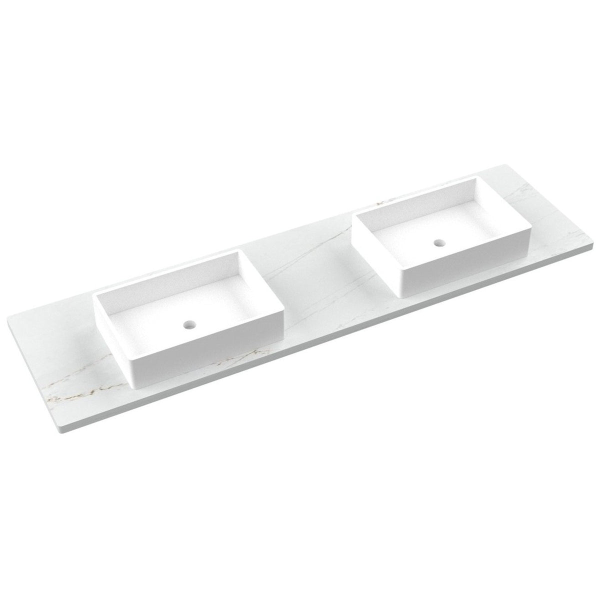 Vanderloc 79&quot; Silestone® Quartz Vanity Top Double Vigo Centered Sink – Ethereal Glow – Widespread – Not Included