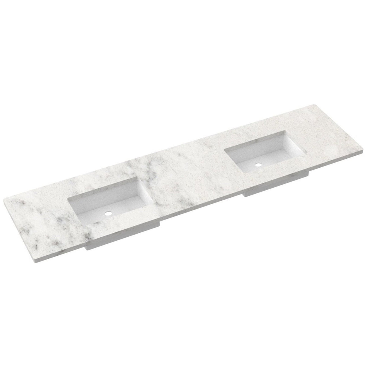 Vanderloc 85&quot; Silestone® Quartz Vanity Top Double Rectangle Centered Sink – Helix – No Hole – Not Included