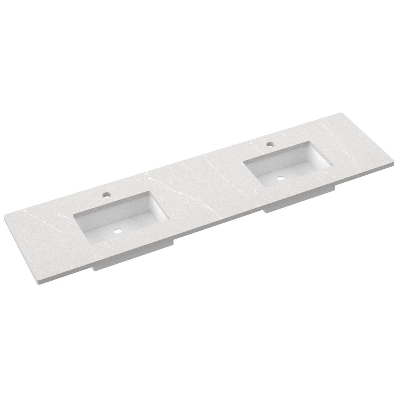 Vanderloc 85" Silestone® Quartz Vanity Top Double Rectangle Centered Sink – Desert Silver – Single Hole – Not Included