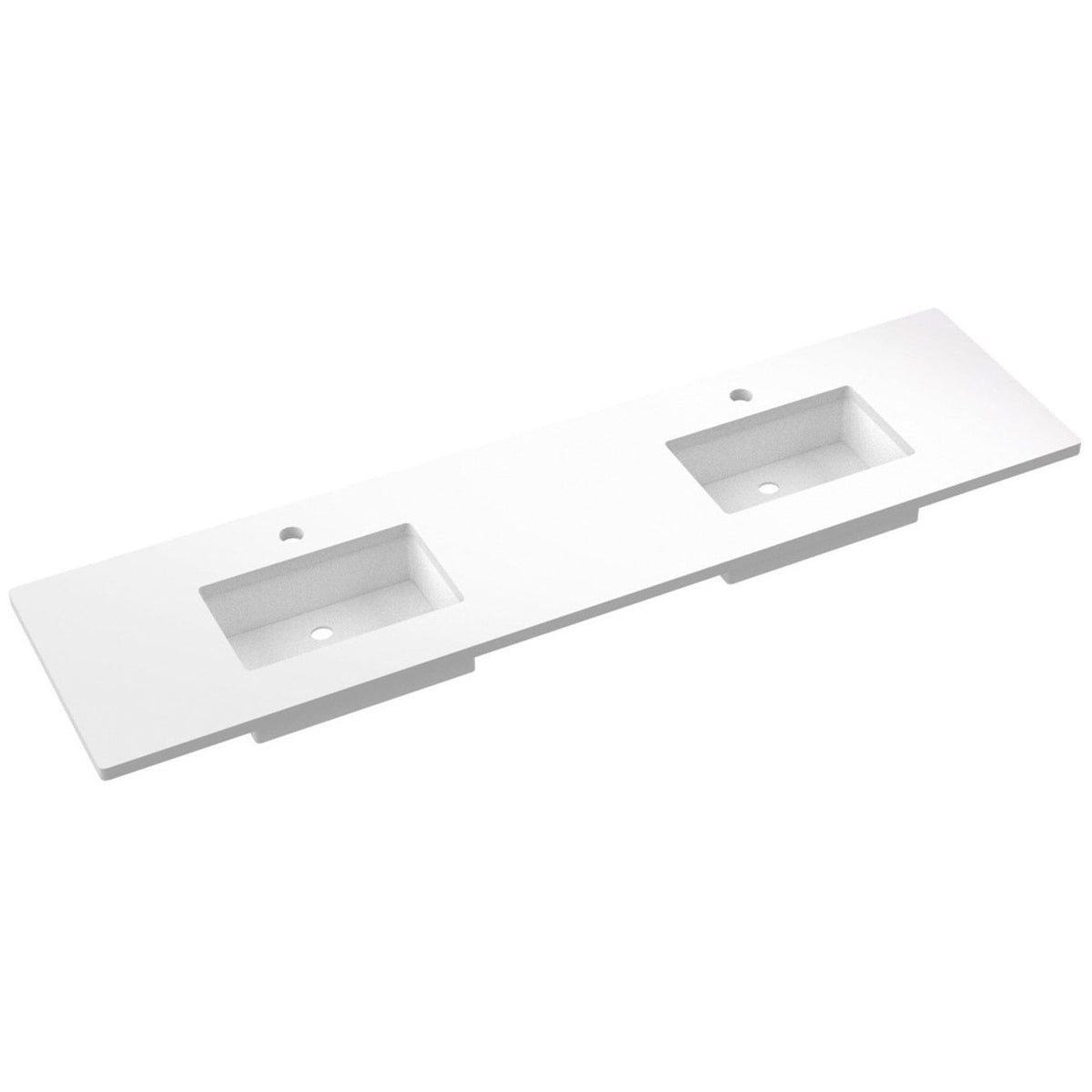 Vanderloc 85&quot; Silestone® Quartz Vanity Top Double Rectangle Centered Sink – White Zeus – Single Hole – Not Included