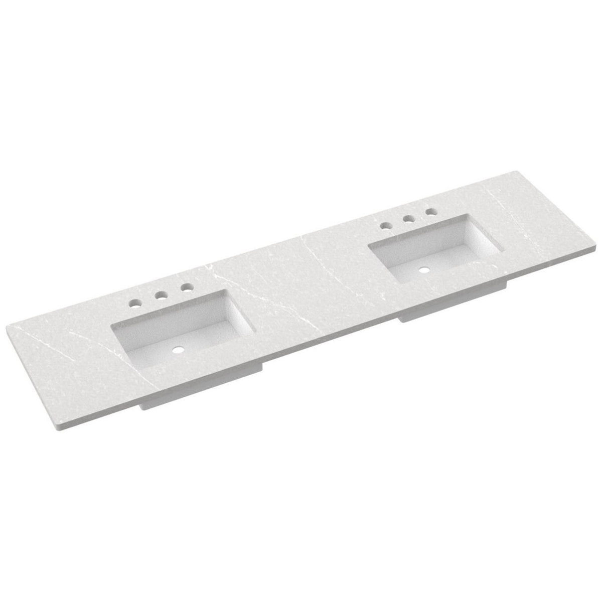 Vanderloc 85&quot; Silestone® Quartz Vanity Top Double Rectangle Centered Sink – Desert Silver – Widespread – Not Included
