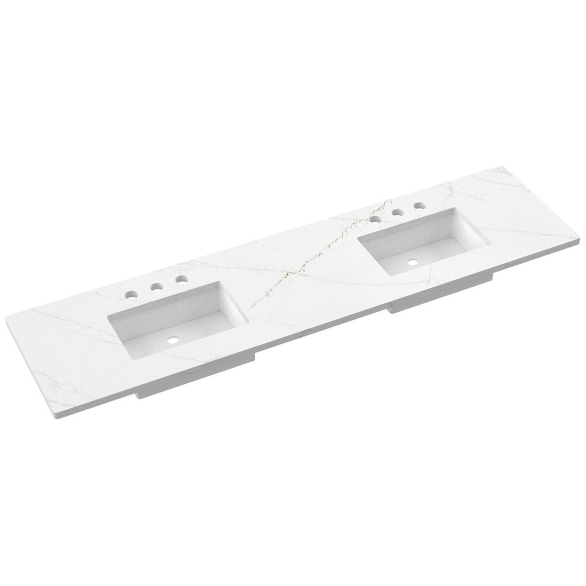 Vanderloc 85&quot; Silestone® Quartz Vanity Top Double Rectangle Centered Sink – Ethereal Glow – Widespread – Not Included