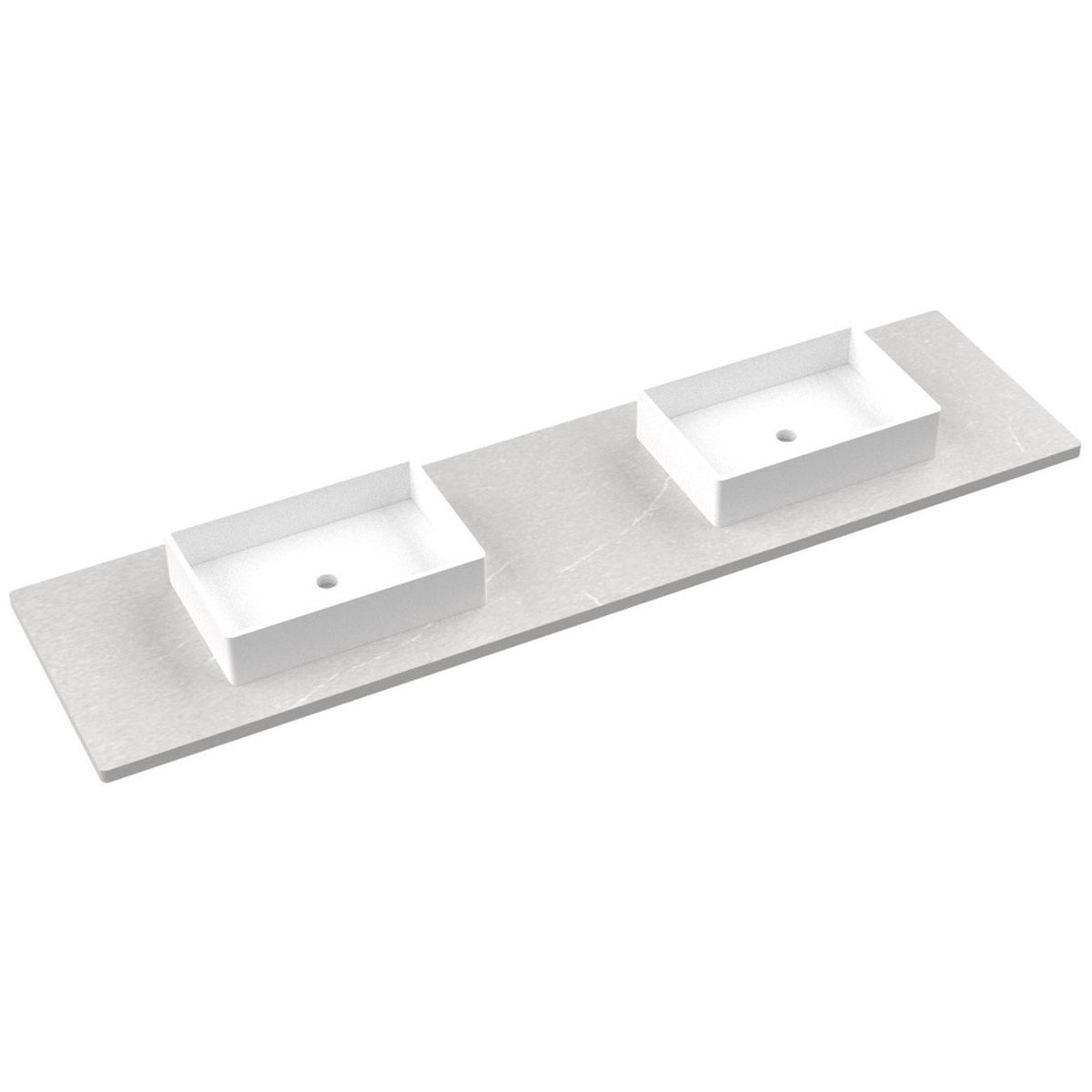 Vanderloc 85&quot; Silestone® Quartz Vanity Top Double Vigo Centered Sink – Desert Silver – No Hole – Not Included
