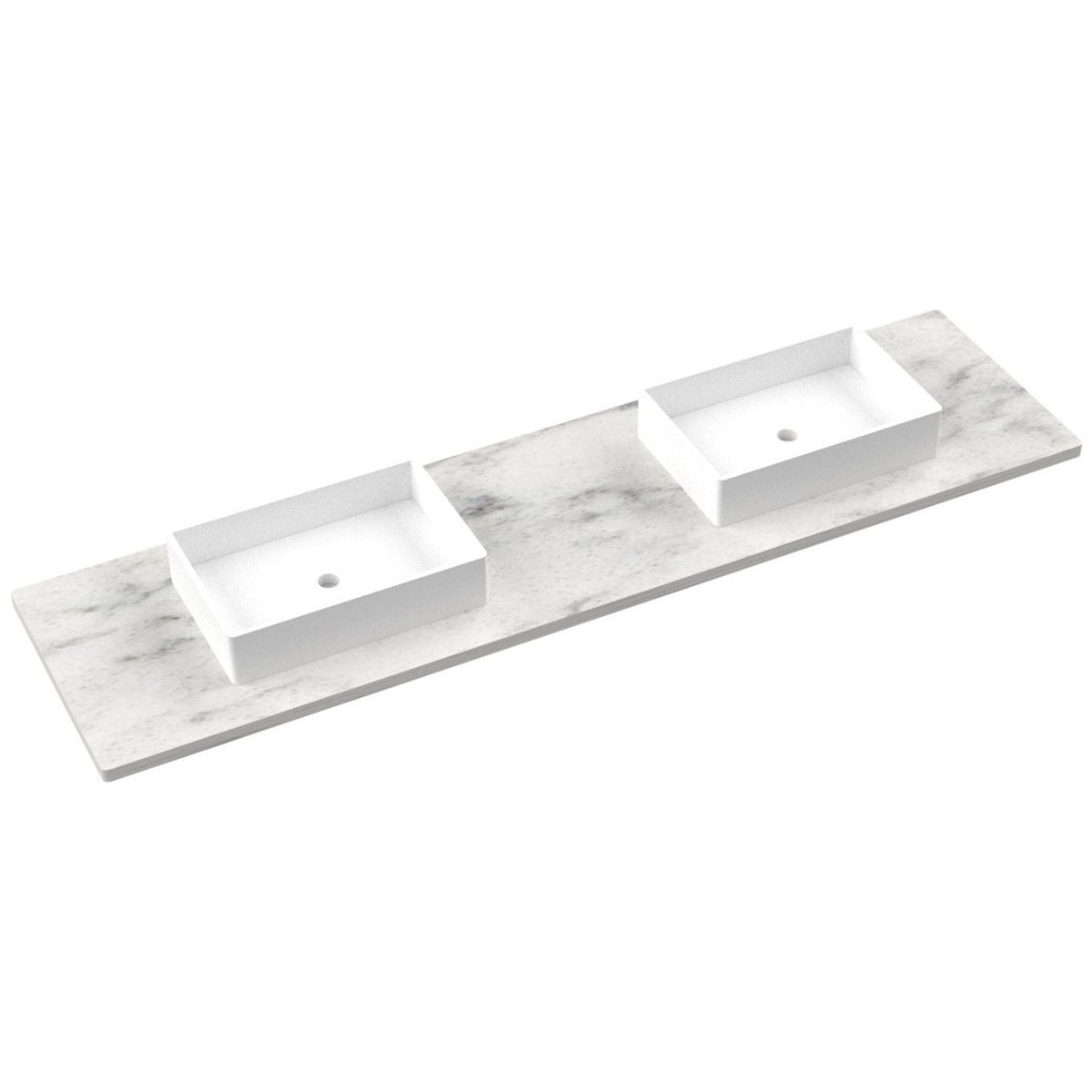 Vanderloc 85&quot; Silestone® Quartz Vanity Top Double Vigo Centered Sink – Helix – No Hole – Not Included
