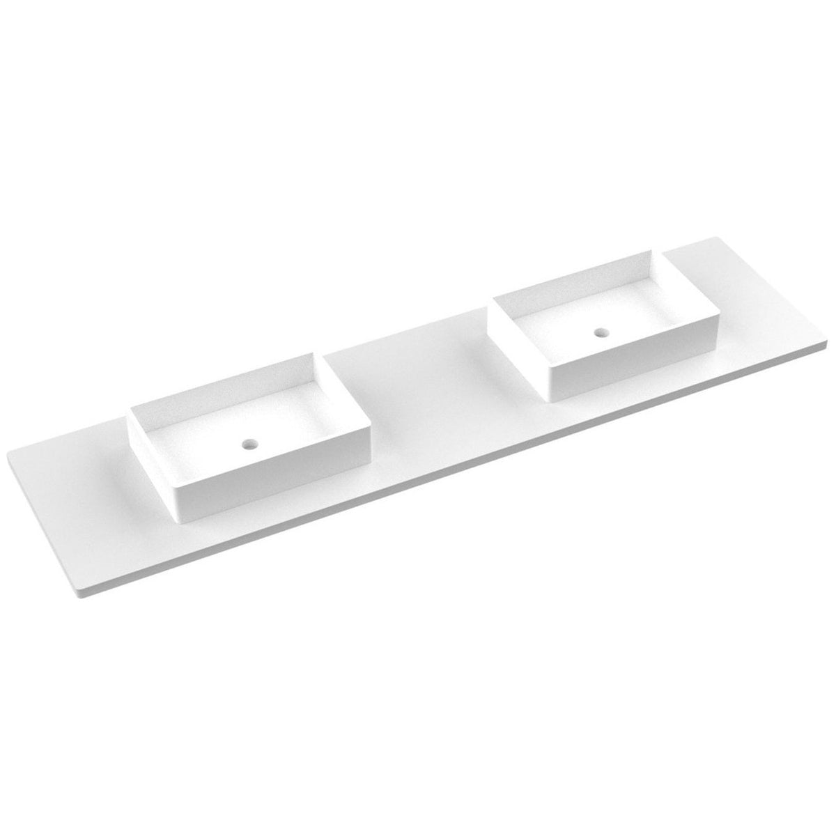 Vanderloc 85&quot; Silestone® Quartz Vanity Top Double Vigo Centered Sink – White Zeus – No Hole – Not Included