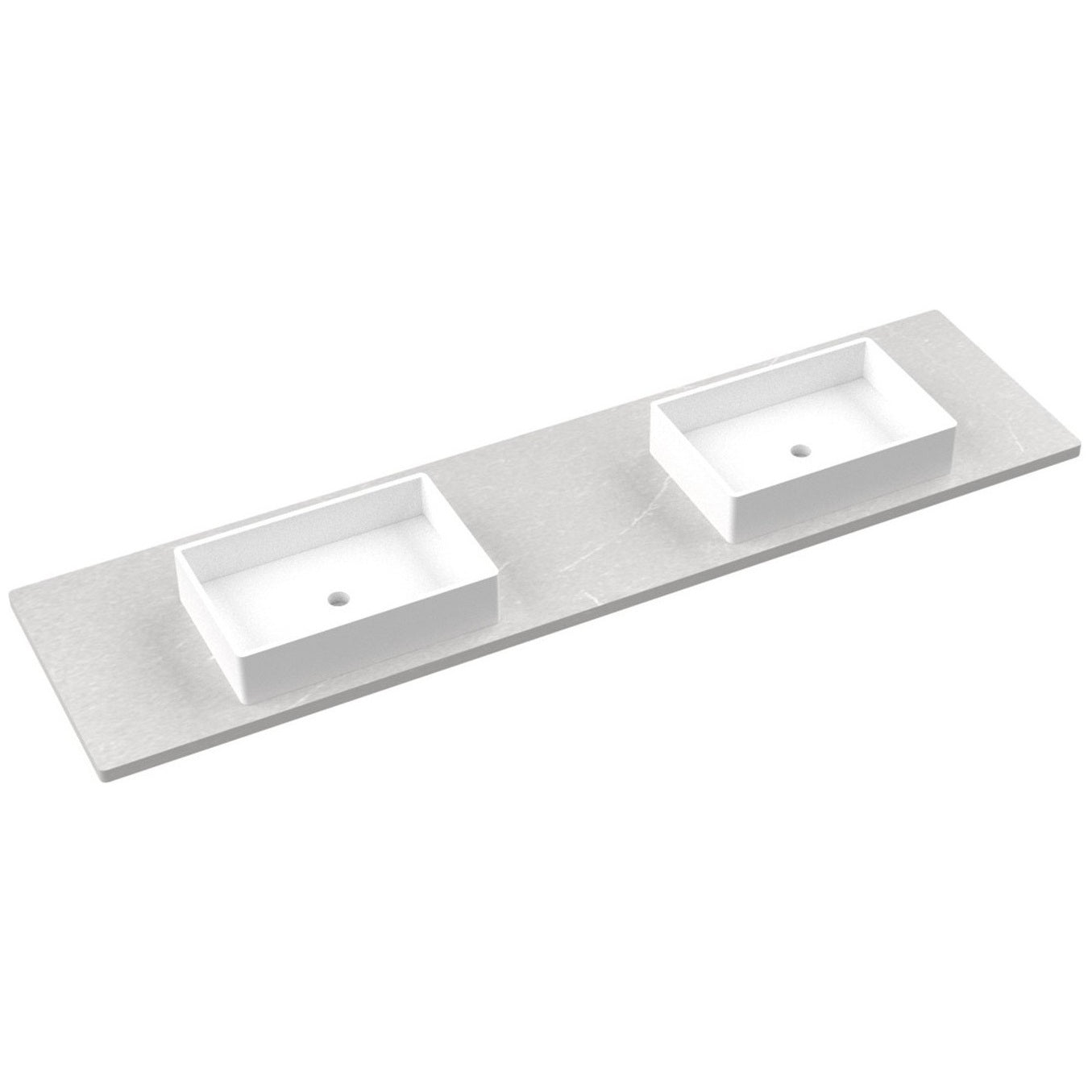 Vanderloc 85" Silestone® Quartz Vanity Top Double Vigo Centered Sink – Desert Silver – Single Hole – Not Included