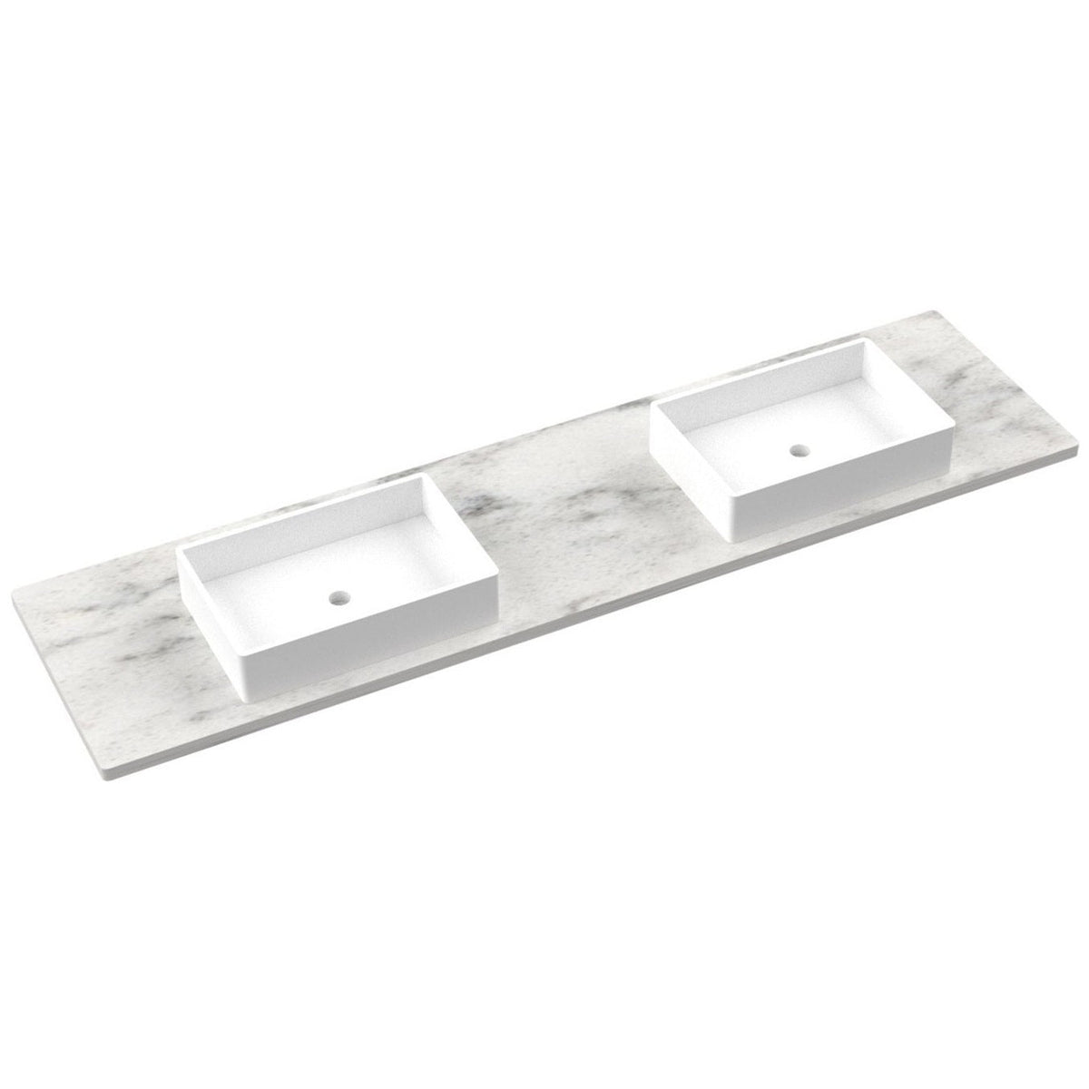 Vanderloc 85&quot; Silestone® Quartz Vanity Top Double Vigo Centered Sink – Helix – Single Hole – Not Included