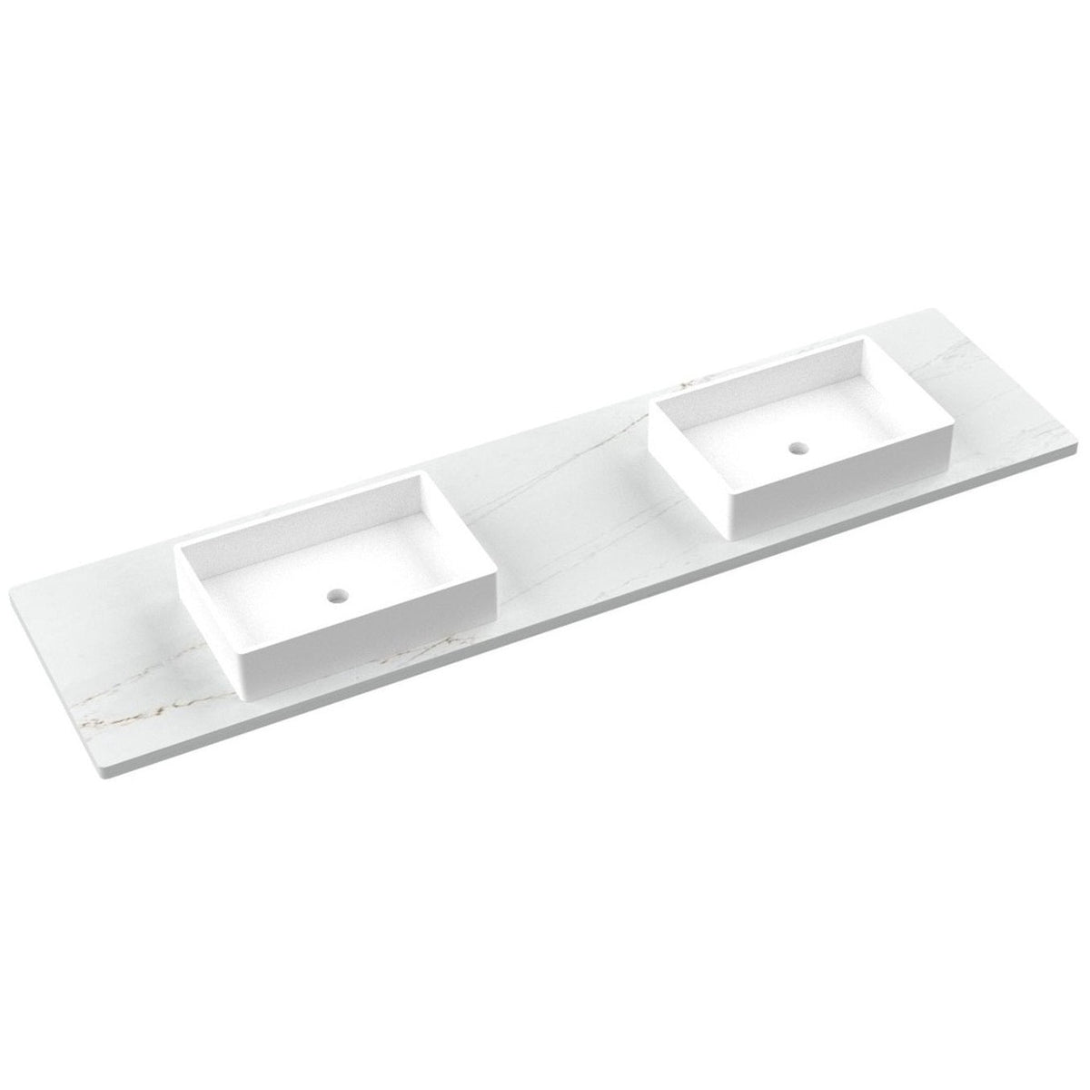 Vanderloc 85&quot; Silestone® Quartz Vanity Top Double Vigo Centered Sink – Ethereal Glow – Widespread – Not Included