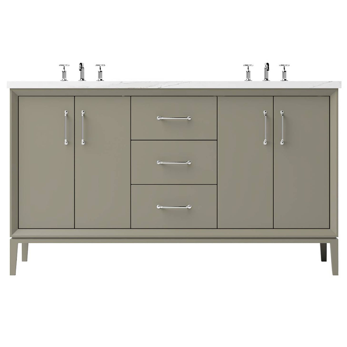Vanderloc Alexandra Double Bath Vanity - 60&quot; - French Olive - Polished Chrome - ALD5 - 60.fo.ch